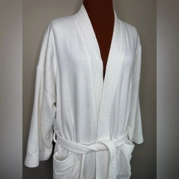 Vintage Intimate Moods White Terrycloth Bathrobe Pockets Extra Large - Picture 2 of 6
